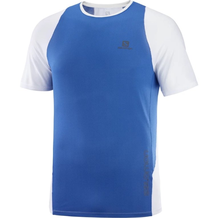 Camiseta Salomon Sense Aero Curta Sleeve Masculino Azuis Branco | PT F89302